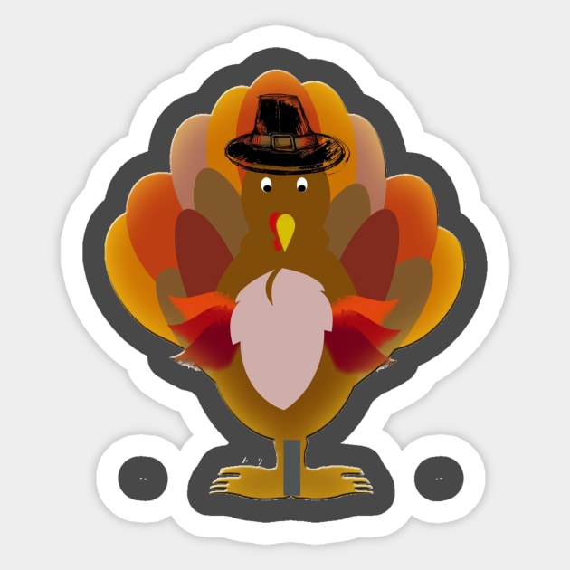 Turkey Face & Running Pilgrim Trot Funny Gift Sticker by rami99